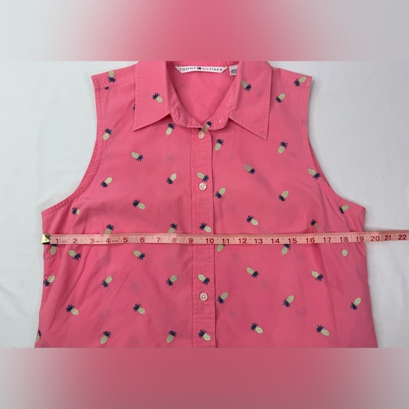 Tommy Hilfiger Sleeveless Pink Blouse Pineapple Embroidery Size 12 - Picture 5 of 6